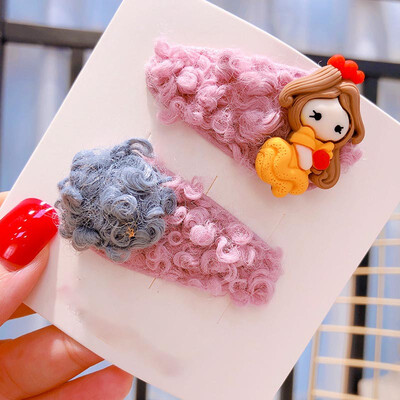 

Cute Kids Clips 0-8T Children Candy Color Cartoon Princess Imitation Plush Autumn Leather Hair Duckbill Clips 2 Pieces