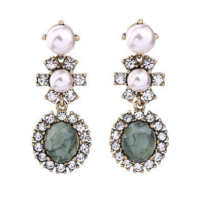 

Flower Design Earrings Imitation Pearls Acrylic Material Green for Women