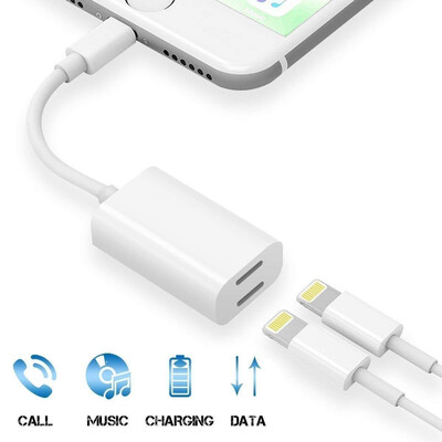 

Dual for lightning Headphone Jack Adapter for iphone X 7 8 6 Plus Music Charge Audio Call Adaptor OTG Cable Support iOS 10311