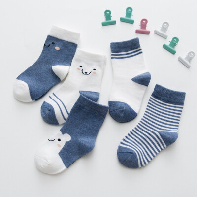 

5 Pair Baby Boys Girls Cute Socks 0-9T Cartoon Stripe Pattern Socks Set Cotton Warm Floor Socks Leg Warmer