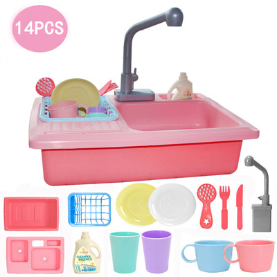

Children Plastic Simulation Electric Dishwasher Kids Pretend Play Kitchen Sink Toys Sets Girls Birthday Gifts Dolls accessory