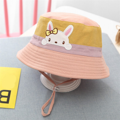 

New Autumn Baby Boys Girls HatsToddler Embroidery Cartoon Print Bucket Hats Caps Reversible Sun Headwear