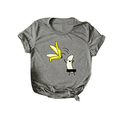 

Funny Cartoon Naked Banana Print Women T-Shirt Short Sleeve Round Neck Tee Top
