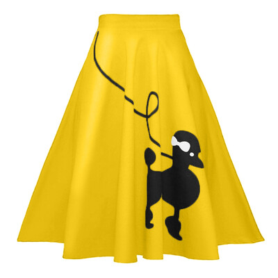 

Women Skirt Dog Printed Loose Fold A-line High Waist Zipper