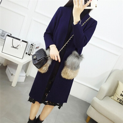 

Autumnwinter 2018 womens casual casual v-neck long knit sweater long sleeve cardigan jacket female