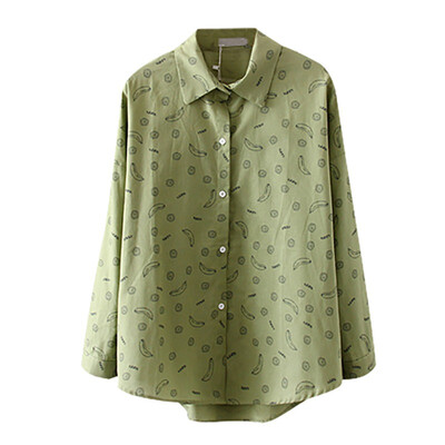 

Women Blouse 2019 Fashion College Style Turn Down Collar Long Sleeve Blouse Shirt Cute Print Loose Casual Lady Blosues