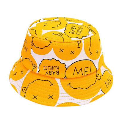

Autumn Baby Boys Girls Toddler Cartoon Letter Printed Bucket Hats Caps Reversible Sun Headwear
