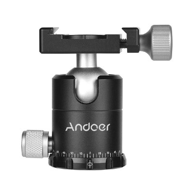 

Andoer X-30S Aluminium Alloy Ball Head Ballhead Tripod Head Monopod Head Panoramic Ball Head Aluminium Alloy with Quick Release Pl