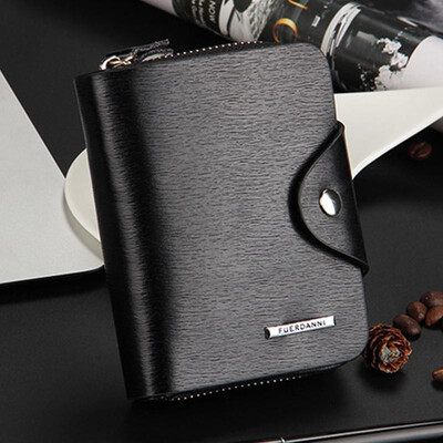 

Men Bifold Wallet Purse PU Leather Zip Around Press Stud Credit Card Holder Vintage Organizer Clutch Bag