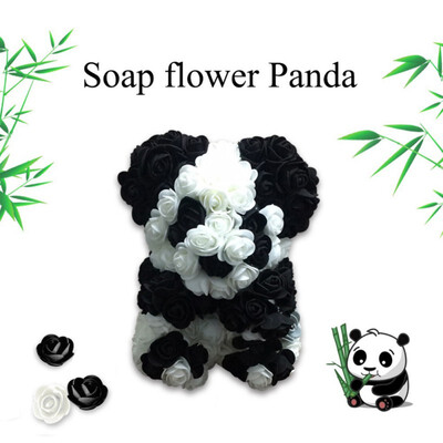 

Handmade Artificial Rose Panda for Home Decoration Wedding Bithday Soap Flower Gift DIY Rose Panda Valentines Home Decoration