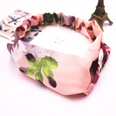 

Fashion Women Girl Yoga Elastic Turban Floral Twisted Knotted Hair Band Headband