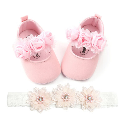 

Baby Girl Shoes Infants Embroidery Floral Pattern Princess Shoes Lace Flower Headband Photography Props