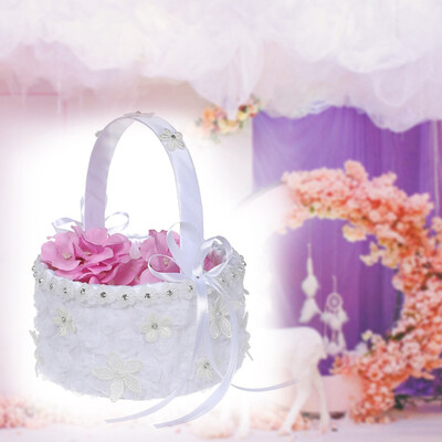 

Lace Flower Girl Basket Decorative Flower Basket For Western Style Wedding Ceremony Party Supplies