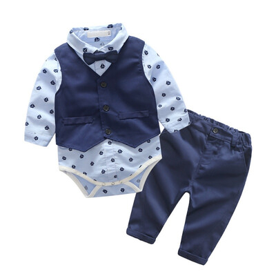 

Newborn Baby Boy Clothes Set Birthday Christening Cloth Infant Baby Boys Formal Wedding Clothes Suit VestT-shirtPant
