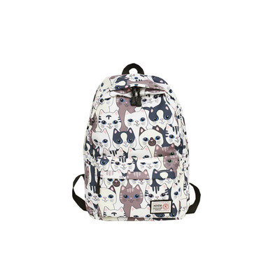 

Trend Women Backpack Preppy Style School Bags Cute Cat Printing Teenagers Girls