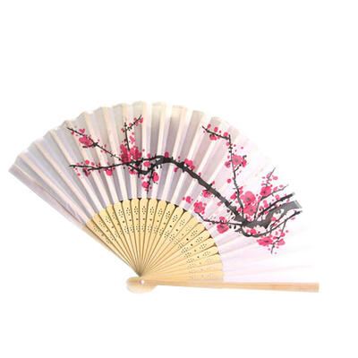 

1PC Fancy Chinese Silk Bamboo Hand Held Folding Cherry Blossom Wedding Party Fan