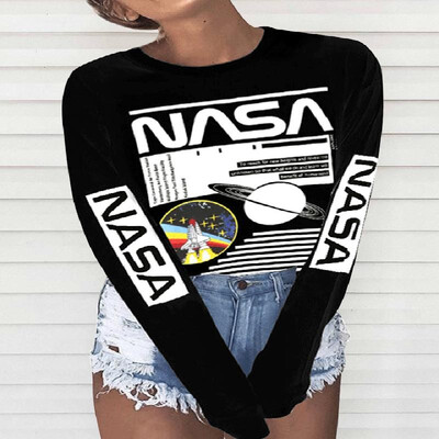 

NASA Letters Planet Design Printed Long Sleeves Tee