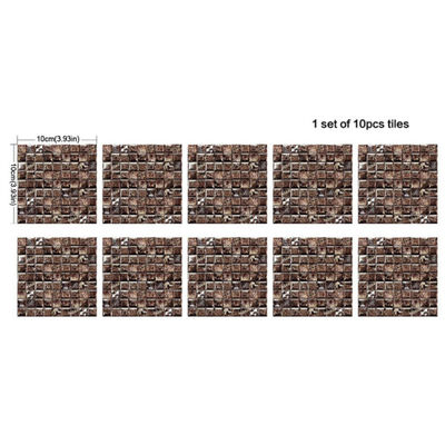 

10pcs Diy Tiles Stickers 3d Retro Vintage Flowers Bathroom Kitchen Toilet Decoration Wall Stickers Waterproof Pvc Decals Sticker