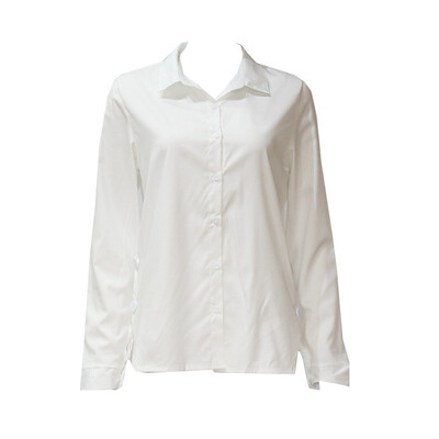 

Women Casual Solid Color Blue White Blouse Streetwear Long Sleeve Button Turn-down Collar Irregular Length Shirt Drop Shipping