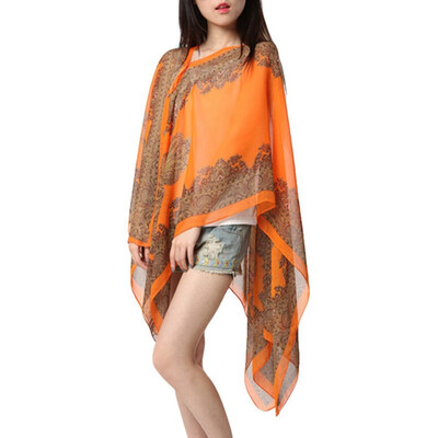 

Summer 2017 Vintage Women Floral Print Cover Up Top Blouse 34 Sleeve Casual Beach Boho Cover Up Long Tops New