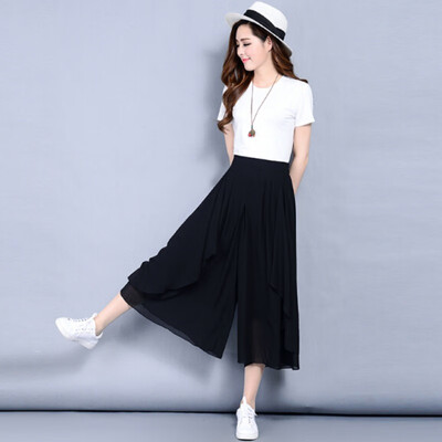 

Vintage Elastic Waist Trousers Casual Oversized Pants Women Casual Loose Wide Leg Pants