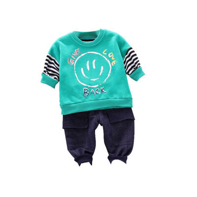 

Spring Autumn Casual Baby Boy Cartoon Printing Long Sleeve Top And Trousers Kids Two-piece Outfit Sets