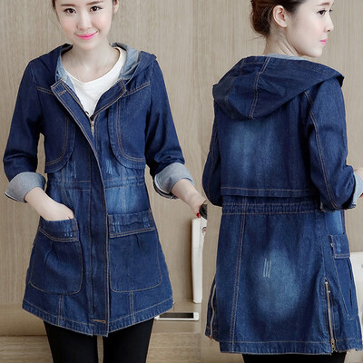 

Toponeto Fashion Women Jeans Top Denim Hoodie Blouse Long Sleeve Loose Coat
