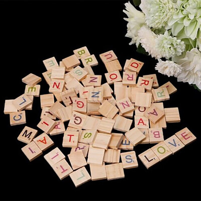 

YIWULA100X Wooden Scrabble Tiles Colorful Letters Numbers For Crafts Wood Alphabet Toy