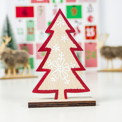 

Gobestart Wooden Mini Christmas Tree Desktop Ornaments Merry Christmas Party Decor