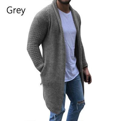

Mens Solid Sweater Slim Long Sleeve Warm Knitted Cardigan Trench Coat Jacket