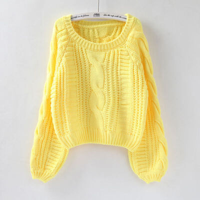 

femininas Women Pull Sweaters 2019 New Yellow Sweater Jumpers Candy Color Harajuku Chic Short Sweater Twisted Pull