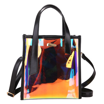 

Summer Transparent hand Bag Clear Jelly Purse Women Clutch Hologram Tote