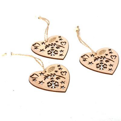 

3Pcs Christmas Hanging Wooden Ornaments Laser Cutting Wood Slice Gift Tag Pendants For Holiday Season Festival Arbol De Navidad