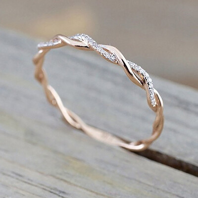 

Sterling Silver Twisted Shape Diamond Wedding Band Gold Ring engagement Ring
