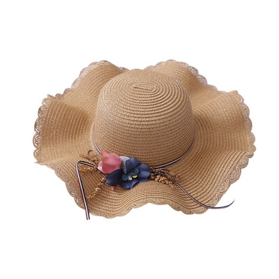 

Fashion Baby Kids Summer Sun Hat Girls Floral Design Beach Straw Hats Flat Cap 4-8 Years