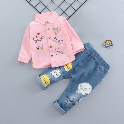 

Baby Boy Clothing Sets Spring Cartoon Fashion T-shirtDenim Pants Set Summer Kid Outfit Toddler Children Cotton Sports Clothes