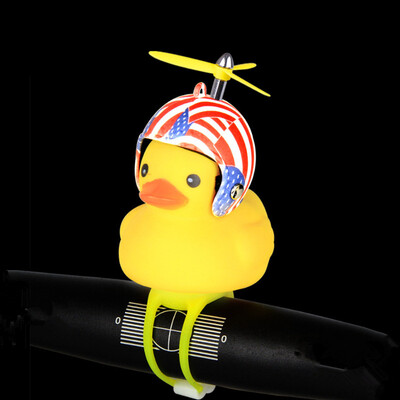

1PC Cartoon Silica Little Duck Shape Bicycle Bells Shining Mountain Bike Handlebar Duck Bell Yellow Rotary Paddle Helmet Light Z