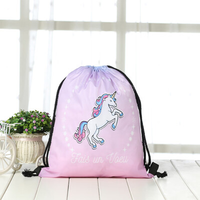 

Cute Unicorn School Bag Women Girl Drawstring Backpack Handbag Rainbow Unicorn Sport Bags Travel Backpack