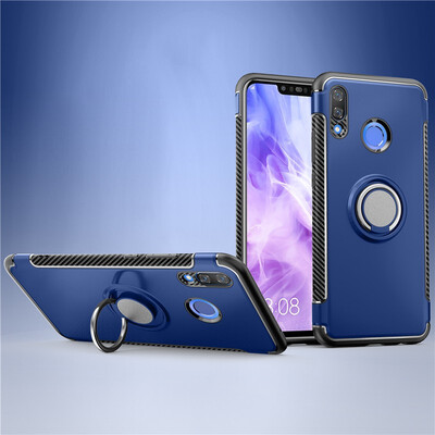

Back Cover For Huawei P Smart Plus Nova 3 Case Car Holder Stand Hard PC Silicon Ring Suction Bracket Celulars Fecoprior