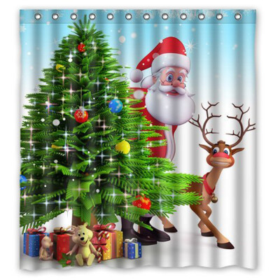 

Tailored Custom Merry Christmas Fabric Waterproof Bathroom Shower Curtain 66 x 72