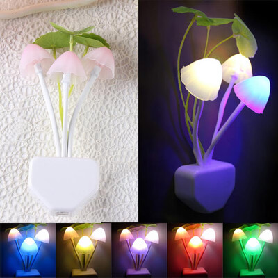 

Gobestart Romantic Colorful Sensor LED Mushroom Night Light Wall Lamp Home Decor