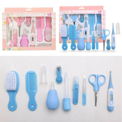 

10pcs Baby Newborn Health Care Set Nail Hair Brush Thermometer Kids Grooming Kit