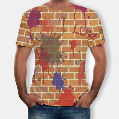 

Toponeto Mens 3D Graffiti Printed Fashion Short Sleeves T Shirt Blouse Tee