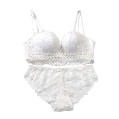 

New Sexy Lace Hollow Design Bra Briefs Set Fashion Comfortable Womens Wire Free Solid Color Underwear Set