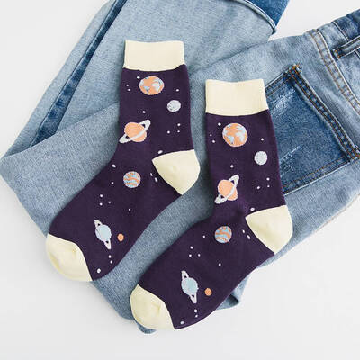 

Art Cartoon Planet Creative Crew Cute Funny Socks Abstract Jacquard Painting Hip Hop Fashion Socks Women Special