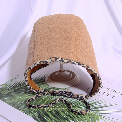 

Newborn Boys Girls Cute Autumn Winter Warm Kids Leopard Print Hats Wool Hemming Cute Caps