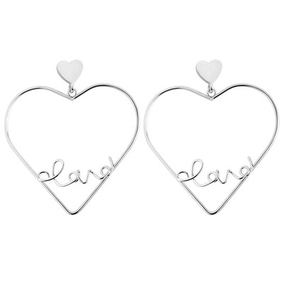 

Sweet And Lovely Hollow Heart Letters Exaggerated Love Love Earrings