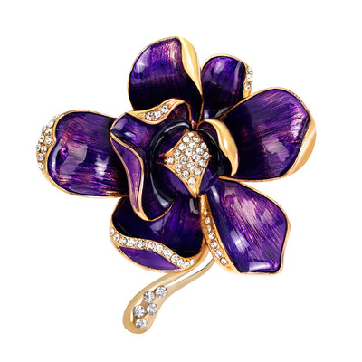

4 Colors Fashion Elegant Flower Brooches for Women Alloy Material Enamel Brooch Pin Dress Coat Badges Fine Jewelry