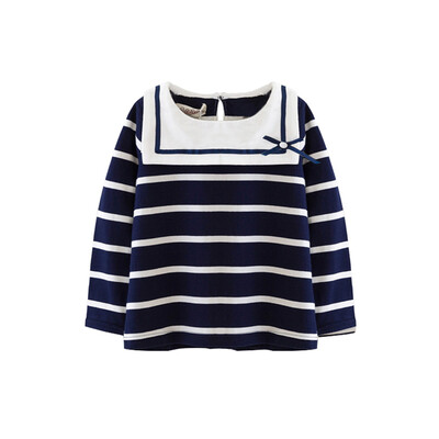 

Cicie self-employed childrens clothing girls T-shirt navy wind striped shirt pullover girls girls childrens shirt 173046 navy blue 11052A