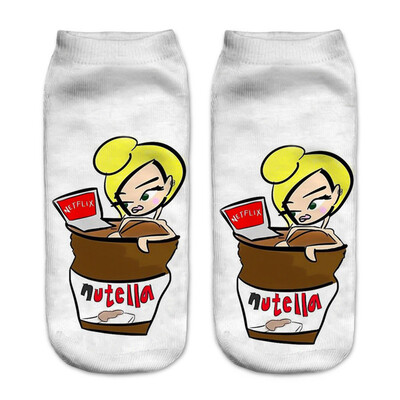 

1Pair Food Cartoon 3D Printing Socks Women Fashion Summer Cotton Low Cut Ankle Short Socks Female Fresh Style